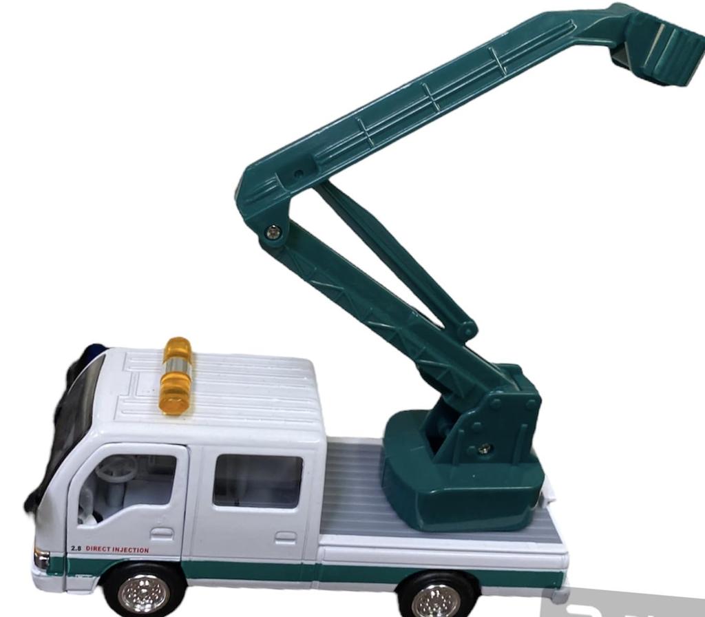 Isuzu Elf Truck Work Miniature Vehicle Isuzu x Aerial Work Platform (Aerial Platform) [Pull-Back Car/Work Series] (White Green)
