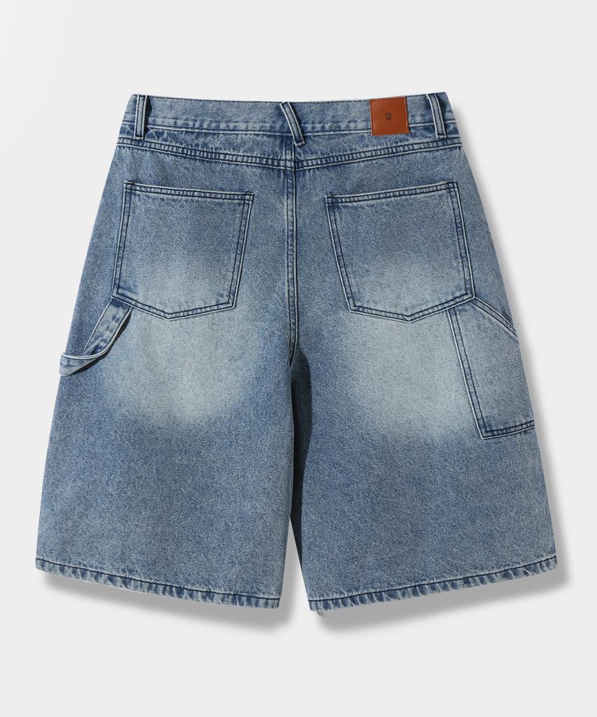 Dimiteulibeullaeg Bio-Washed Carpenter Bermuda Denim Pants_Light Blue