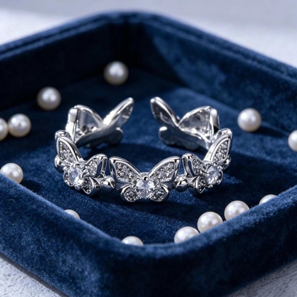 Dainty Jewelry Butterfly Rings Vintage Finger Rings New Fashion Zircon Rings Valentine‘s Day
