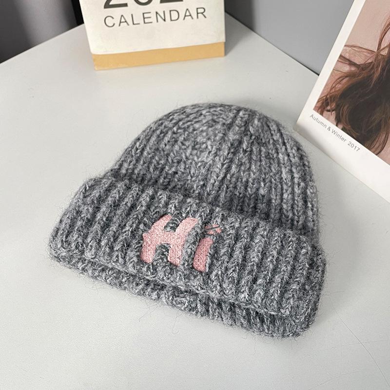Korean Style All match Knitted Hat Warm Ear Protection Pullover Hat for Women Autumn and Winter Personalized Cold Hat Thickened Plush Hat Small Face