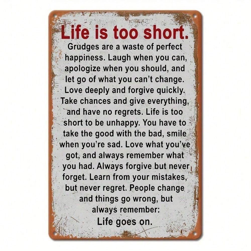 

Vintage Metal Poster Life Is Too Short Wall Decor for Home Bar Cafe Gift