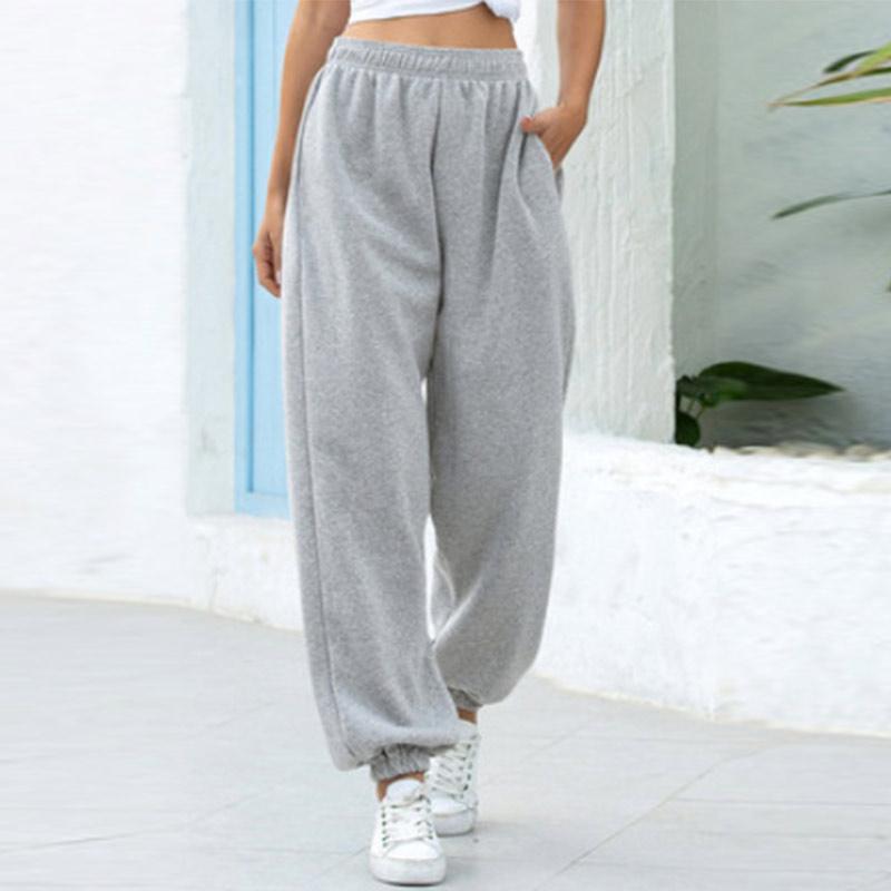 Elastic High Waisted Wide Leg Pants Women's Loose Oversized Casual Pants Solid Color Ankle Pants Autumn and Winter
