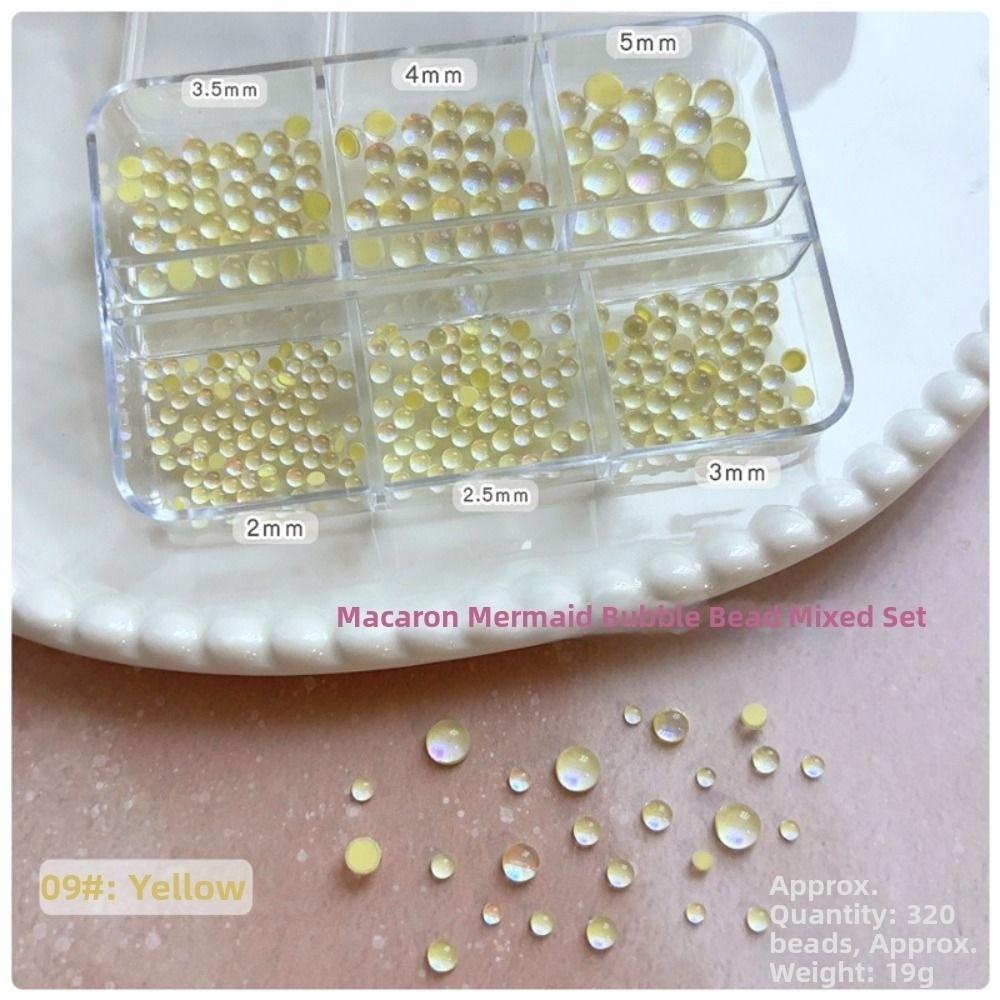 Mermaid Bubble Beads Nail Art Decorations Half Round Flat Bottom Nails Crystal DIY Style 09