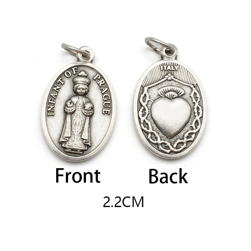 Reversible Metal Charms Necklace Bracelet DIY Accessories Philomena Our Lady Benedict Religious Figures Charms Catholic Figures