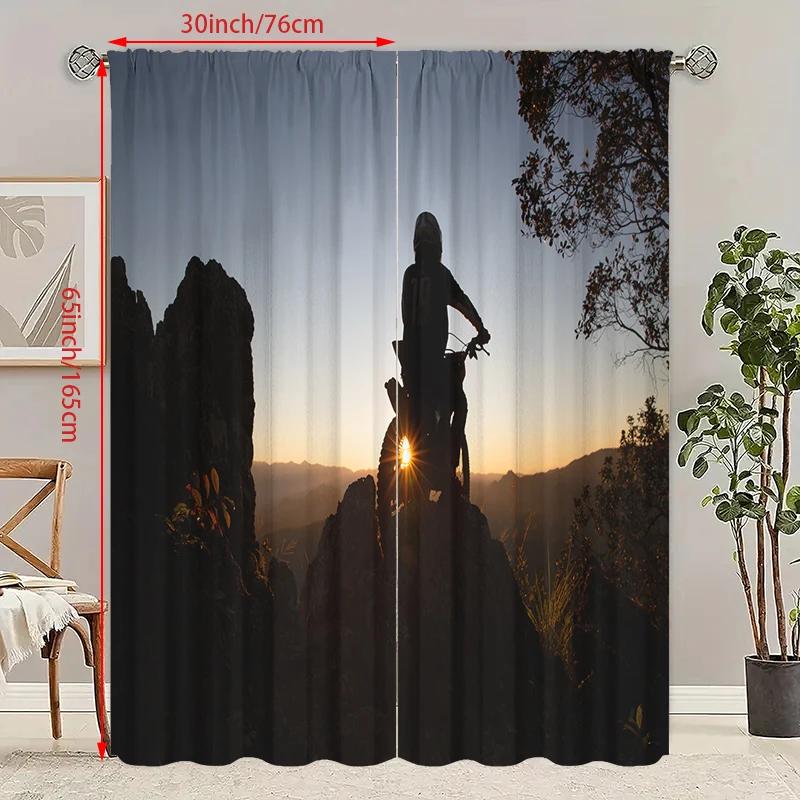 Set Of 2 Santa Claus Christmas Tree Printed Curtains Pole Bag Inches Home Decoration Room Curtain Made Polyester