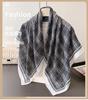 British retro plaid imitation silk large square scarf printed commuter shawl neck silk scarf herringbone women's scarf headscarf