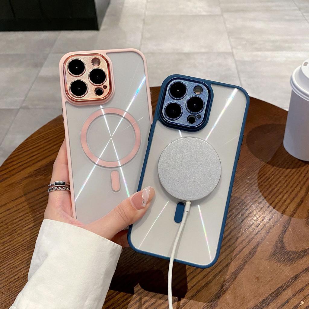 Cd-patterned Aurora Laser Magnetic Attraction, Suitable for Apple 15promax Phone Case, IPhone14 Full Cover, Anti-drop 13 Transparent