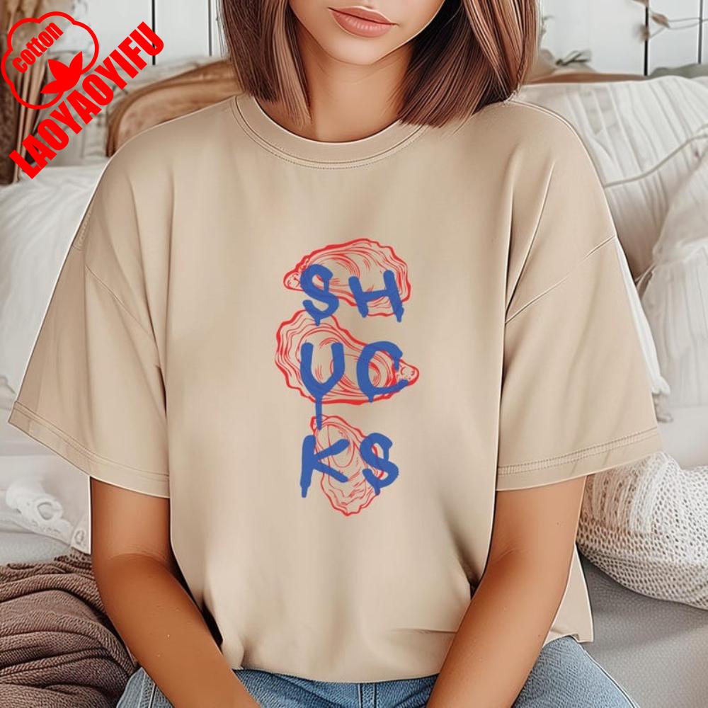 Funny Oyster Shirt Shucks Seafood Graphic T Shirts Retro Aesthetic Beach Coastal Humor Clam Bake Woman Man Cotton Tshirt