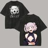 422. Gewaschenes T-Shirt Japanischer Anime CALL OF THE NIGHT T-Shirt T-Shirts Übergroß Unisex Sommer Gewaschen Retro Mode Paare Klassisches Cartoon T-Shirt oversize