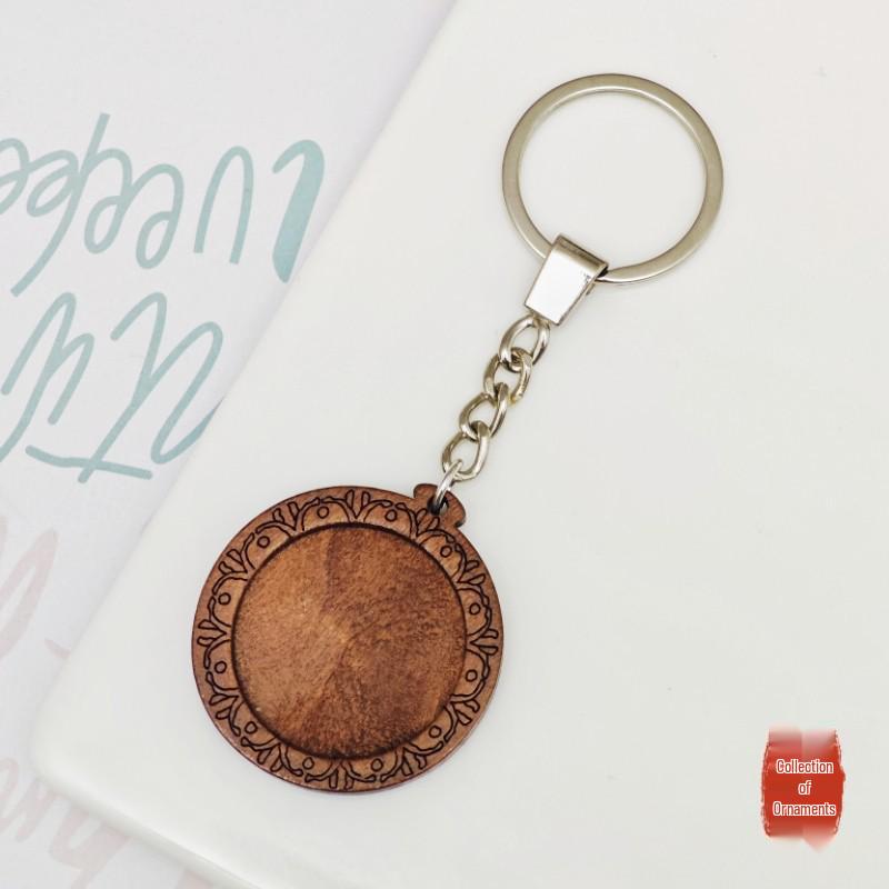 DIY Wooden Lace Base Keyring with Embroidery Kit & Snap Button