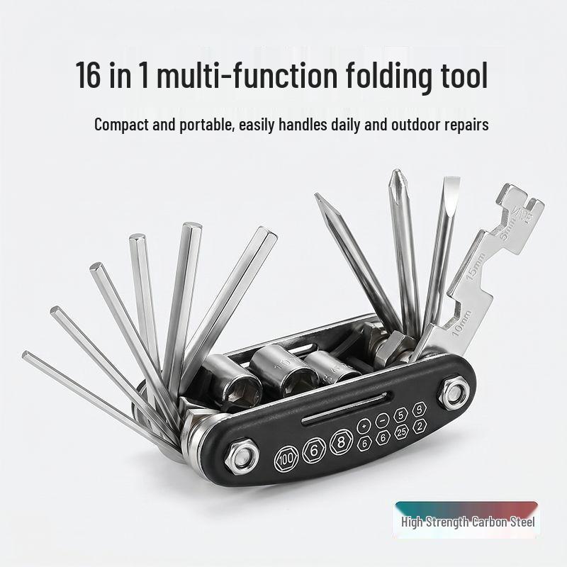 16-in-1 Foldable Bicycle Repair Tool Set - Hex Keys & Wrenches for Mountain Bikes