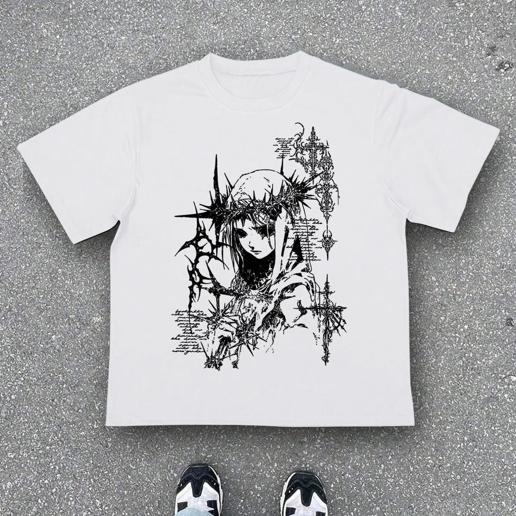 2K High Street Hip-Hop Dark Style Printed Long Sleeve T-Shirt