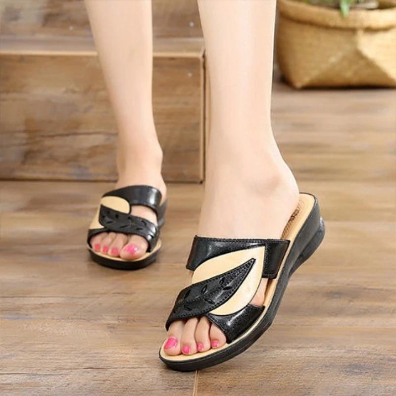 Fashion Summer Outside Wedge Heel Women's Slippers and Ladies Sandals Easy Wears Non Slip Shoes Vip 39 Slip-resistant 2025 Trend Slides