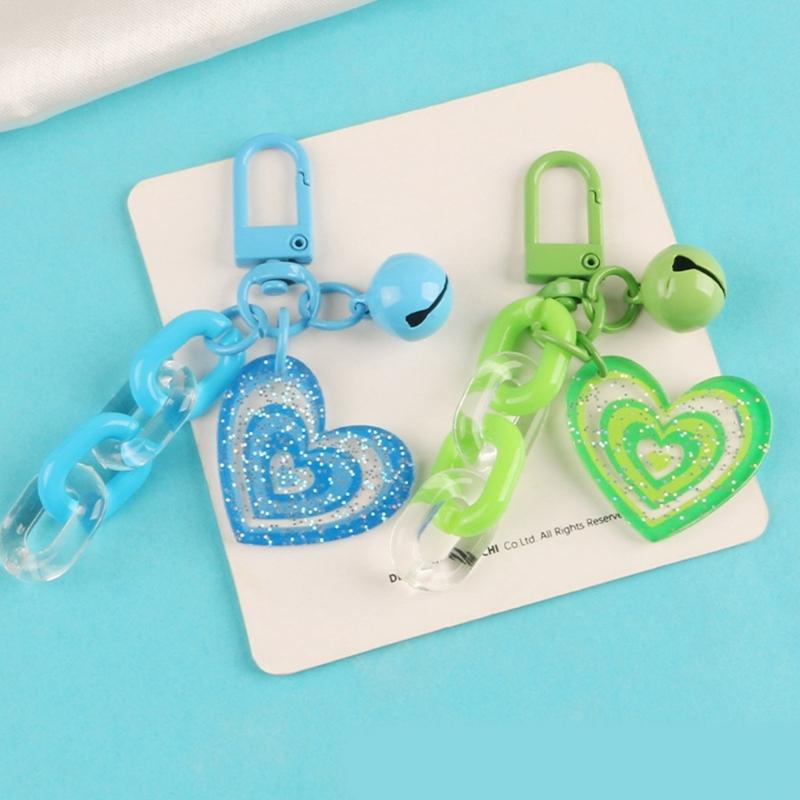 Sweet Acrylic Heart Pendant Keychain Link Chain Keyring for Purse,Handbag, Bag