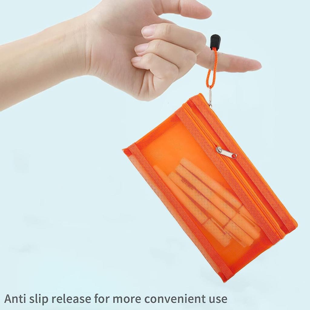 A6 Mesh Zipper Pouch Document Bag Waterproof Zip File Folders School Office Supplies Pencil Case 1PC Cosmetic Makeup Bags