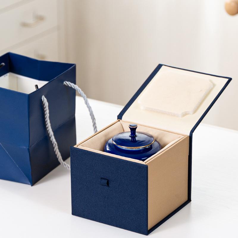 Malá keramická dóza na čaj Uzavíratelná nádoba Dóza na goji bobule Kosmetika Čínský styl Červená dárková krabička Sada Přizpůsobitelné logo