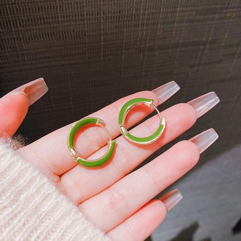 Elegant Hong Kong Style Drip Glaze S925 Silver Ear Hoops - Retro & Exquisite Design for Women