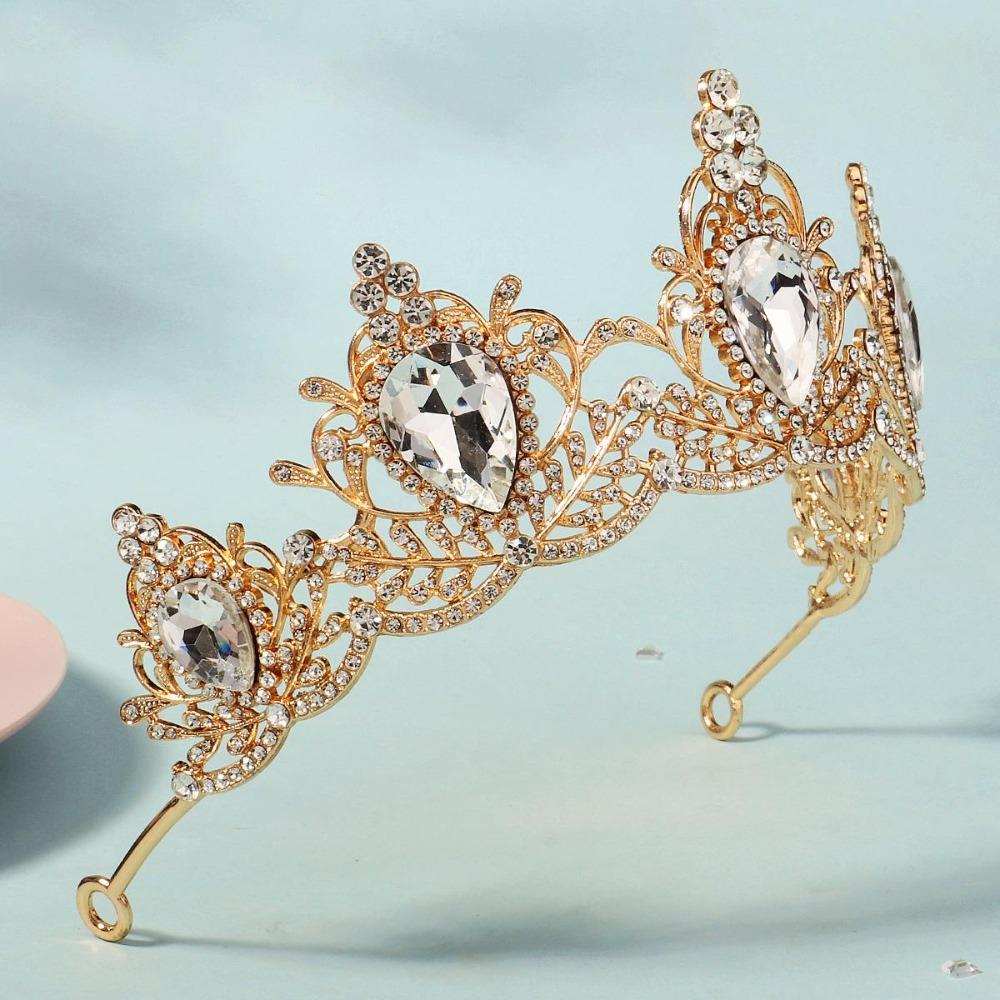 Metal Princess Tiara Shiny Rhinestone Crown Fashion Baroque Crown Wedding
