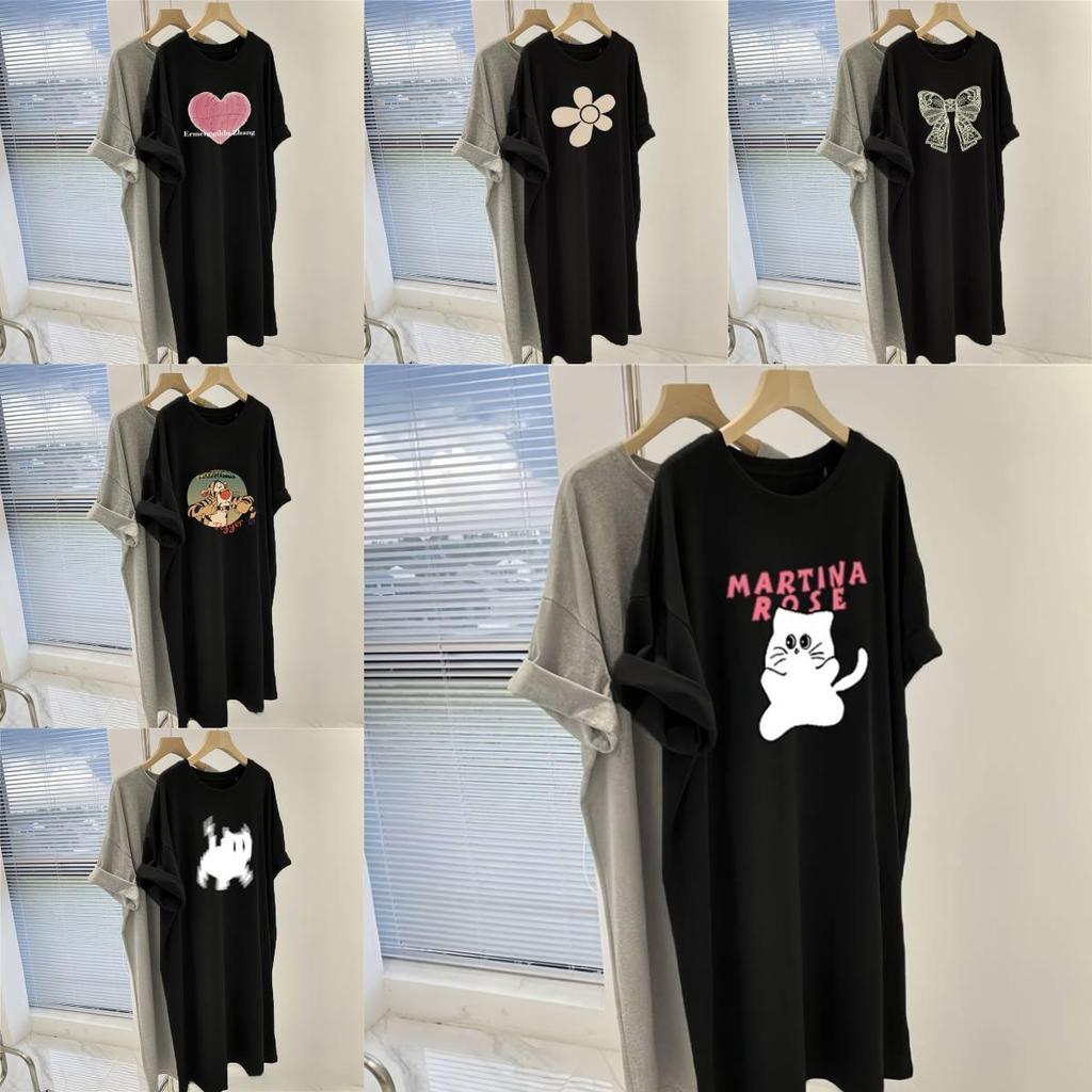 Summer Cartoon Pattern T Shirt Dress With Relaxed Fit For Casual Women