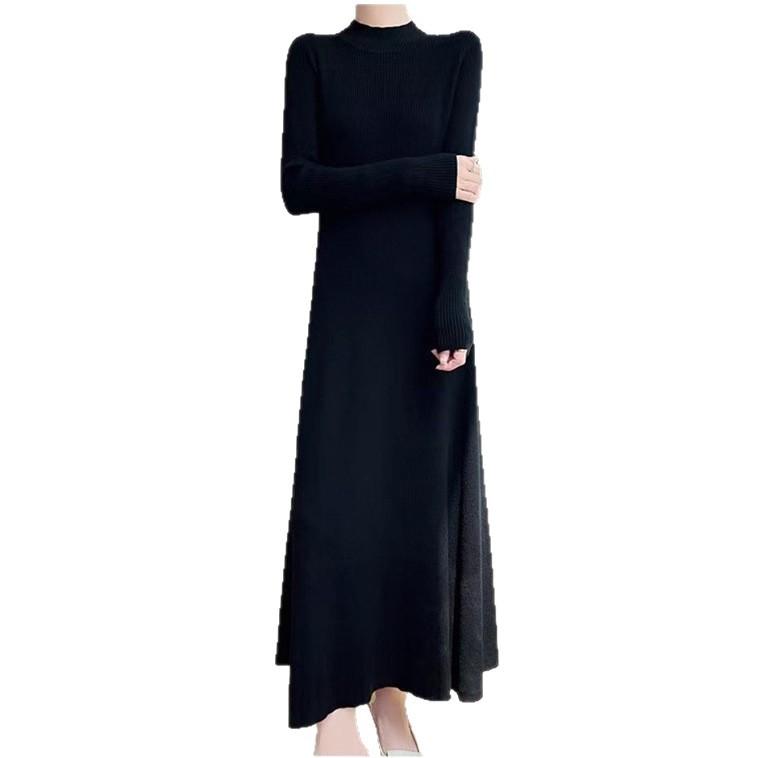 Autumn and winter semi-turtleneck knitted long dress, new with coat, sweater inside, skirt temperament base women's clothing
