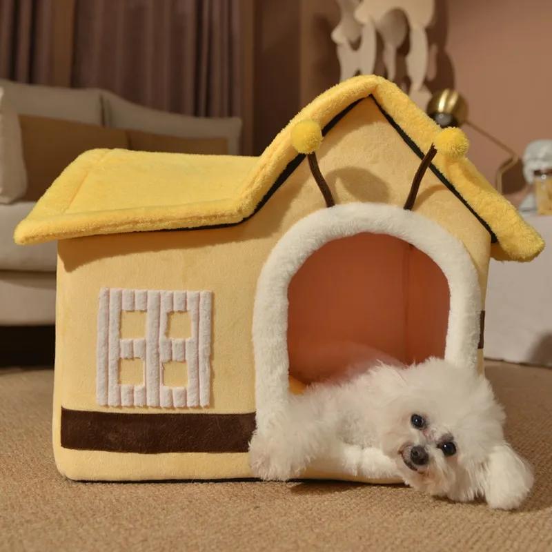 Foldable Dog House Kennel Bed Mat For Small Medium Dogs Cats Winter Warm  Nest Pet Products Basket Pets Puppy Cave Sofa