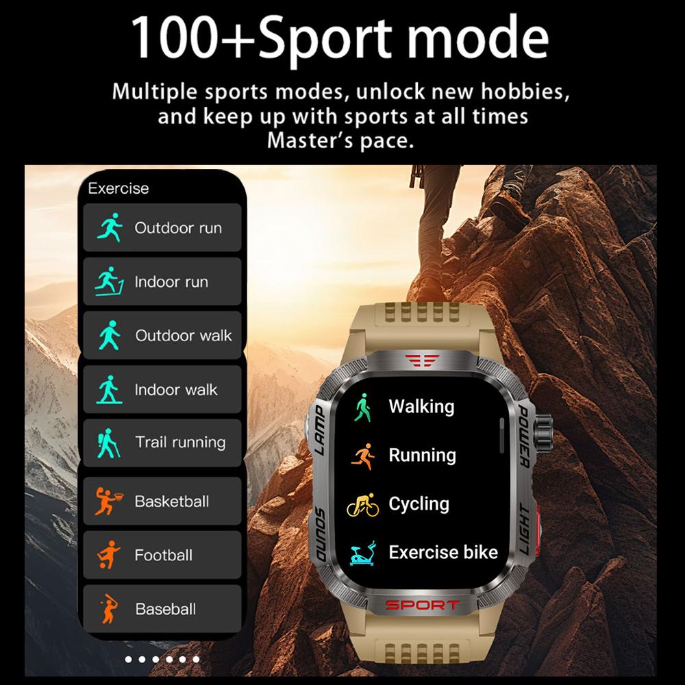 2025 Neue Militär-GPS-Smartwatch Herren Taschenlampe Kompass Wasserdicht Outdoor-Sport-Tracker Bluetooth-Anruf Smartwatch