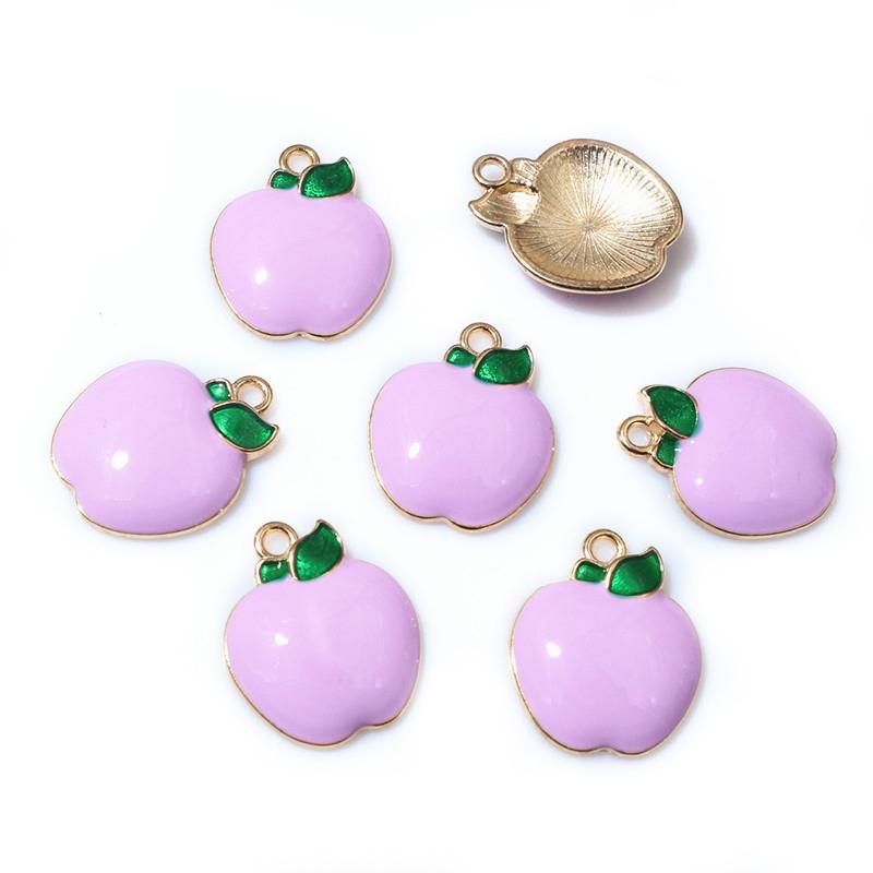 10pcs 19x16mm Enamel Apple Charms Pendant Alloy Metal Fruit Craft DIY Jewelry Making Accessories for EarringsNecklace Bracelets