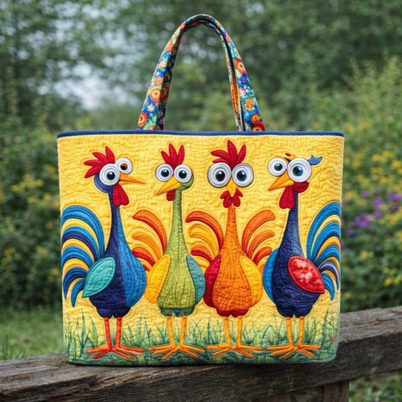 Chick Print Tote Bag 600D Oxford Cloth Shoulder Daily Use