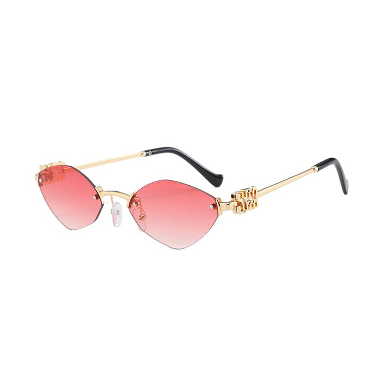 Gradient Rimless Cat Eye Metal Sunglasses Women Men High Quality Luxury Brand Sun Glasses Simple Leisure Lady Man Glasses UV400