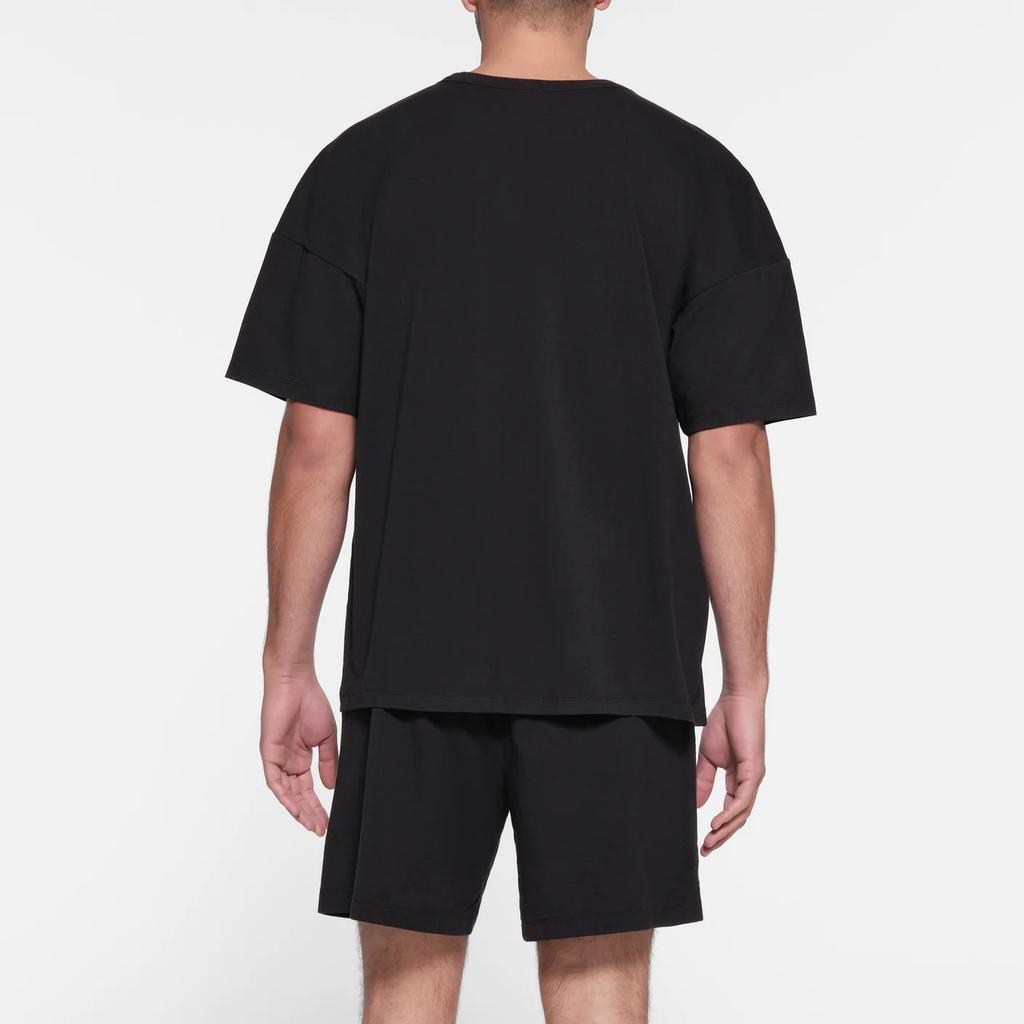 SKIMS Ribbed Crew Neck Loose Casual Short Sleeve T-Shirt Men tops Obsidian Black TP-TSH-5322M-OBS