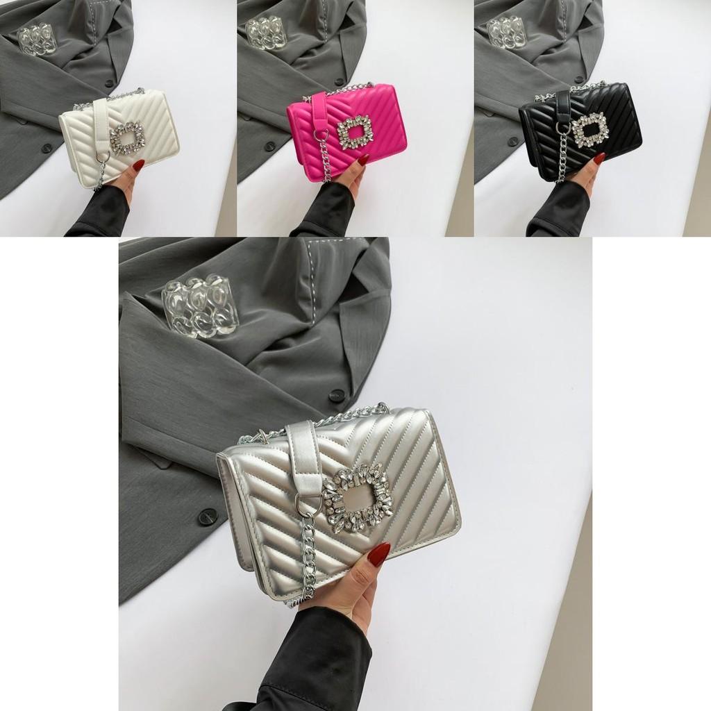 Elegant Pu Leather 2024 Spring Summer Lady's Small Handbag With Chic Quilted Texture