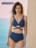 Women's Denim Swimsuit: Sexy Two-Piece & One-Piece, Triangle Bikini for Smaller Chests.