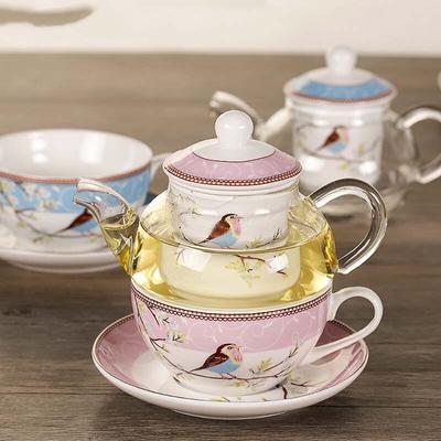 Blume Teekanne Keramik Teetasse Untertasse Hitzebeständige Glas Teekanne Filter Porzellan Büro Kaffeetasse Becher Nachmittag Set