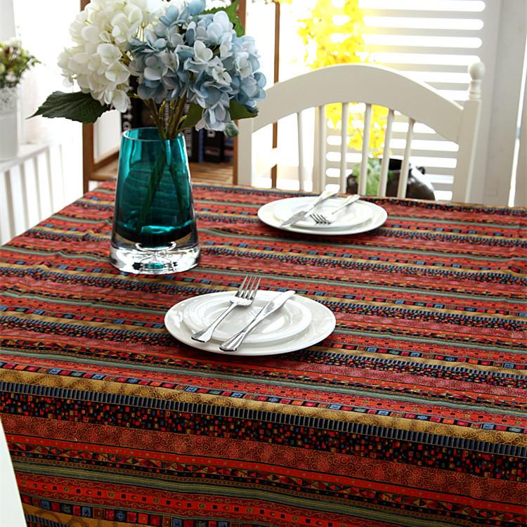 Юго-Восточная Азия Известная Бронзовая Полосатая Хлопково-Льняная Кружевная Скатерть Скатерть для Кофейного Столика Скатерть 90X90CM