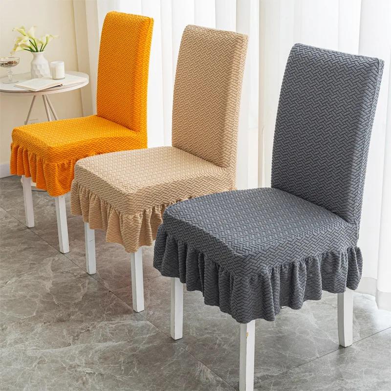 Skirt Dining Chair Cover Jacquard Elastic Soft Seat Cover Anti Stool Slipcover Suitable for Kit Pet Room Living Home Decor