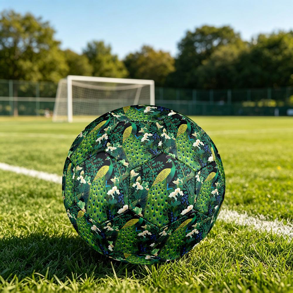 1pc Peacock Garden Theme Soccer Ball Football, Size 5, Lightweight PVC, Durable Outdoor Training Soccer Ball, Gift m61478 Size 5