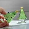 Handgefertigtes Mini-Kristallglas-Weihnachtsbaumschmuckstück Niedliche Mini-Weihnachtsbaum Sammlerfiguren Feiertags-Tischdekoration Geschenk