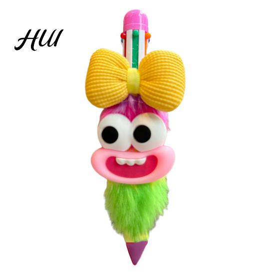 Cute Plush Ballpoint Pen Cartoon Multi-Color Gel Pens for Students Fun Refillable Journaling Writing Tool School Office Soft Grip