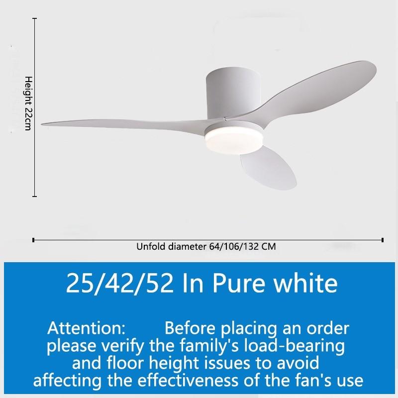 

25/42/52in 3 Blades Smart Ceiling Fan Light Stepless Dimming LED Lighting Fan DC Motor Silent Ceiling Fan Lamp 25inch чистый белый