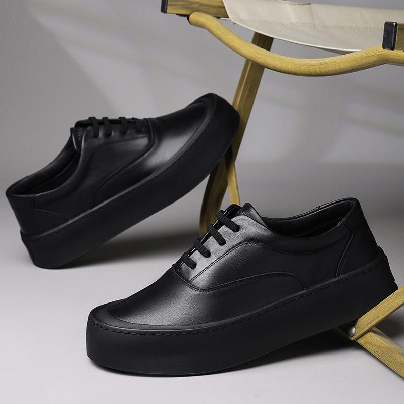 2025 direct supply men's shoes platform white shoes fashion winter versatile board shoes leather lace-up casual shoes