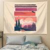 Illustration Forest Sunset Landscape Pattern Hanging Cloth Home Wall Decoration Tapestry Bedroom Living Room Tapestry