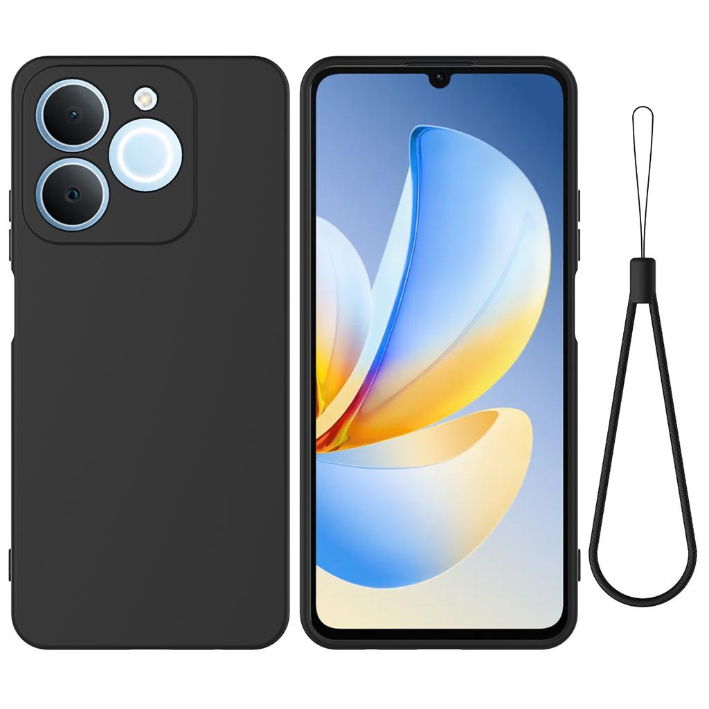 For Realme Narzo 80 Lite 4G/Realme Note 70 4G/Realme Note 70T 4G/Realme C71 4G (India) Liquid Silicone Case Phone Back Cover with Hand Strap