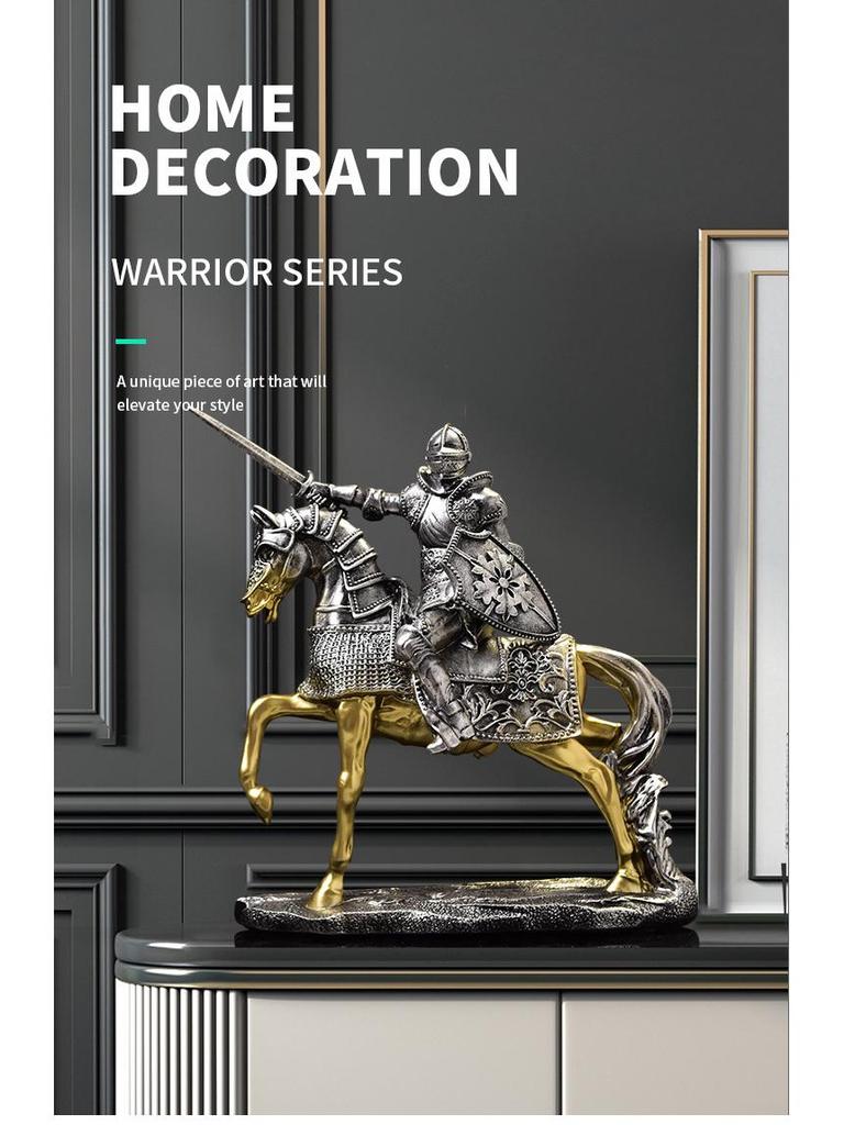 Nordic Victory Knight Resin Figurine: High-End Vintage Office Decor