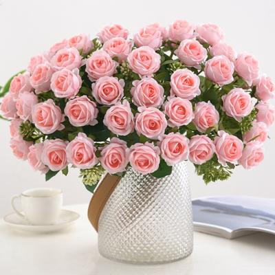 Künstliche Rose, 10 Köpfe, realistisch aussehend, lichtecht, gekräuselte Blütenblätter, pflegeleicht, geruchsneutral, Hochzeits-Mittelstück, künstliche Rose