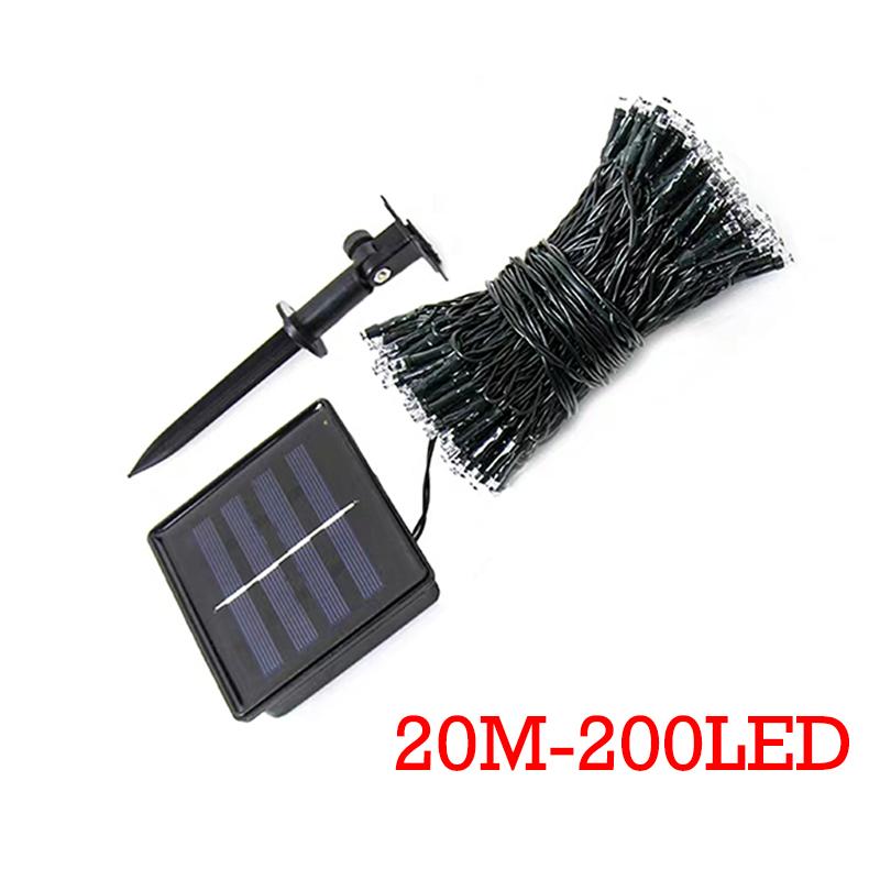 Lampă solară pentru grădină de 20 m în aer liber, pentru 8 moduri, lampă solară cu LED-uri, impermeabilă, decorare pentru grădină, petrecere de nuntă, brad de Crăciun acasă