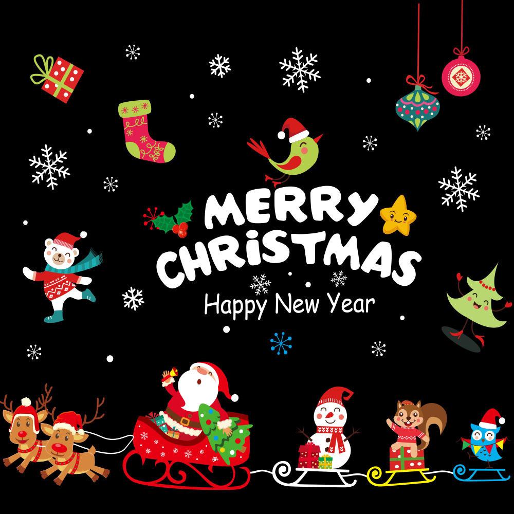 Christmas Window Sticker Xmas Glass Window Decor Snowman Snowflake Electrostatic Wall Sticker New Year Birthday Party Decoration