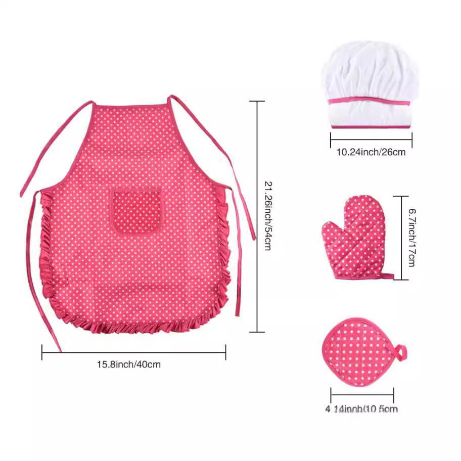 Complete 26 Piece Kids Kitchen Baking Set With Colorful Apron Chef Hat And Accessories