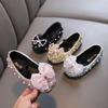 Spring Children's Lace Bow Princess Shoes Girls Bling Sequins Leather Shoes Anti-slippery New Kids Beaded Wedding Shoes G06142