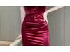 Elegant Velvet V-Neck Slit Maxi for Nightclub