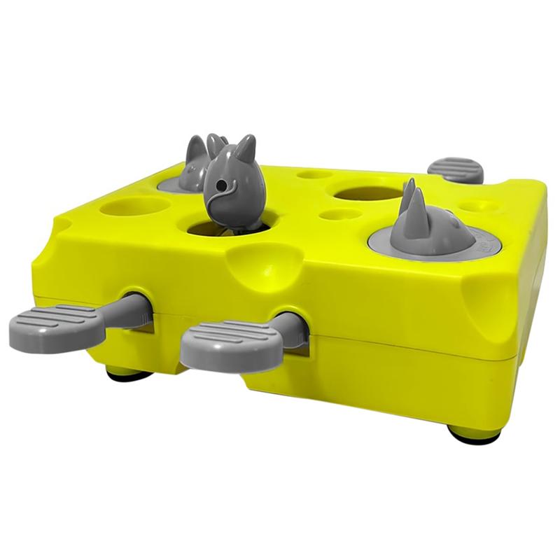 

M-Modern-Foraging Game& Interactive Cat Puzzle Feeder-Gray Lever Design, Green Base, Durable Material, Mental Stimulation